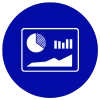 Simple icon of a pie chart, bar chart, and line graph to represent data analysis and reporting