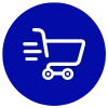 Simple icon of a shopping cart moving fast to represent e-commerce seo strategy