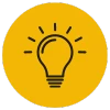 Simple icon of a lightbulb lighting up to represent team training and learning