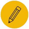 Simple icon of a pencil to represent writing and editing services